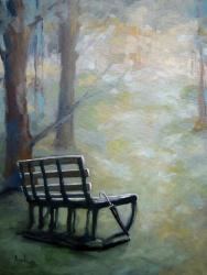 Park Bench landscape impressionistic oil painting