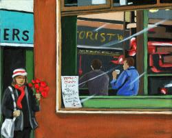 City Diner - figurative oil painting