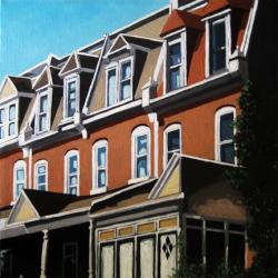 City Row - architectual city buildings oil painting