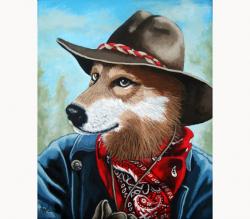 Colorado Cowboy coyote animal portrait fantasy