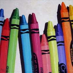 Color Me Cheerful - crayon still life oil painting