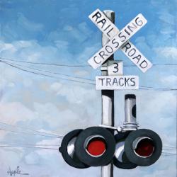 The Crossroads - original train art oil painting