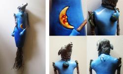 Howling Wolf Wall Sculpture Art Doll