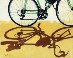 bicycle art oil painting - GO GREEN