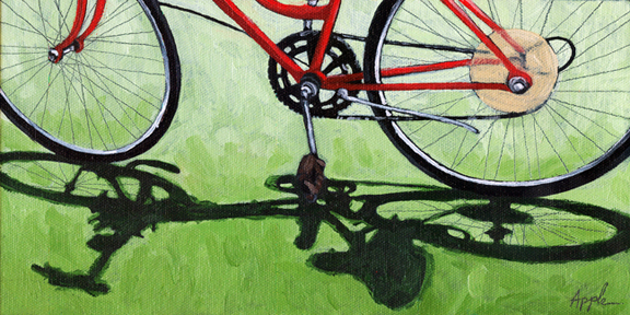 GO GREEN #2 - bicycle art oil painting