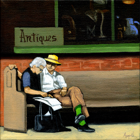 Green Socks - Couple Sharing Moments - Figurative art