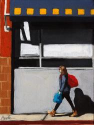 Daily Errands - figurative city scene oil painting