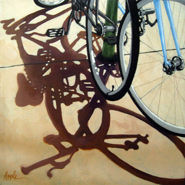 Two Bicycles cycling street biking art realism oil painting
